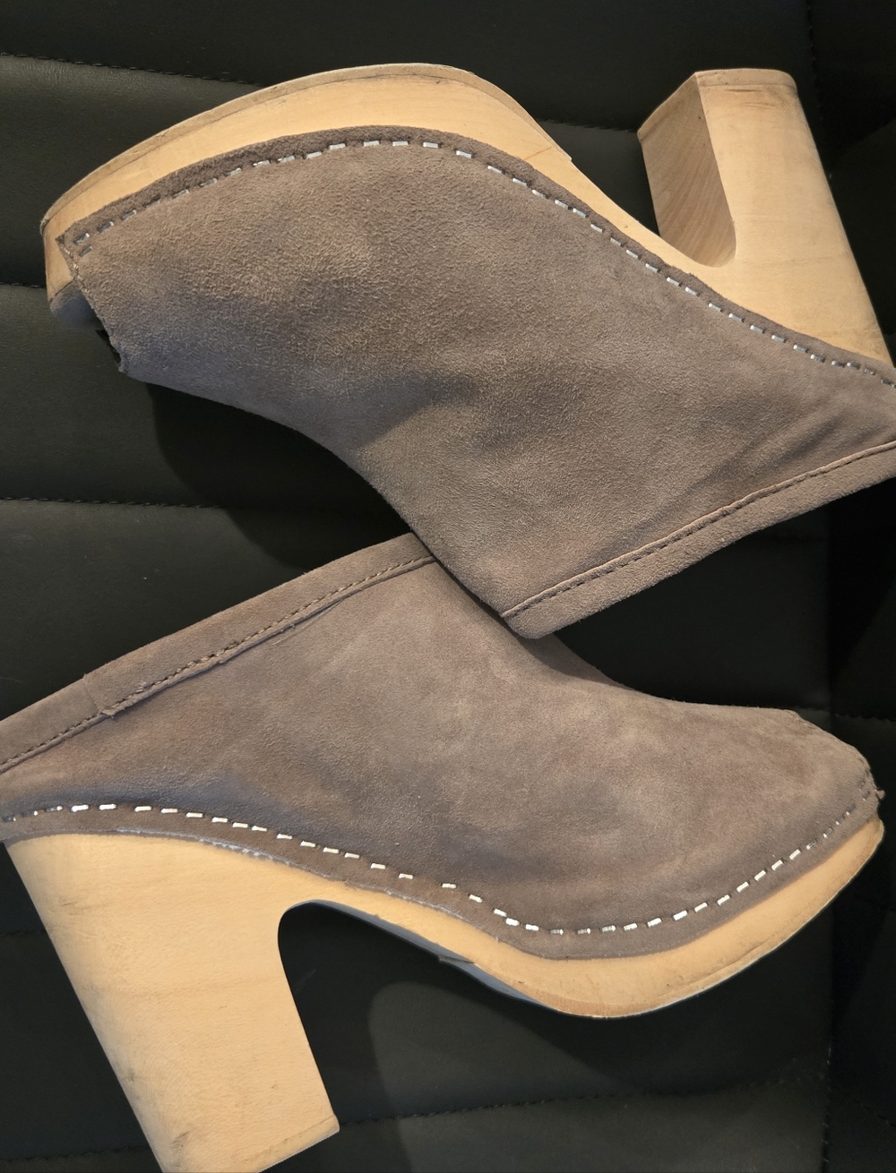 Jeffrey Campbell Taupe Suede Clog Heels
